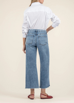 KUT Meg High Rise Fab Ab Wide Leg Denim- Defiant-Hand In Pocket