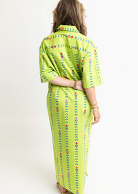 Karlie Vine Print Shirt Dress-Lime-Hand In Pocket