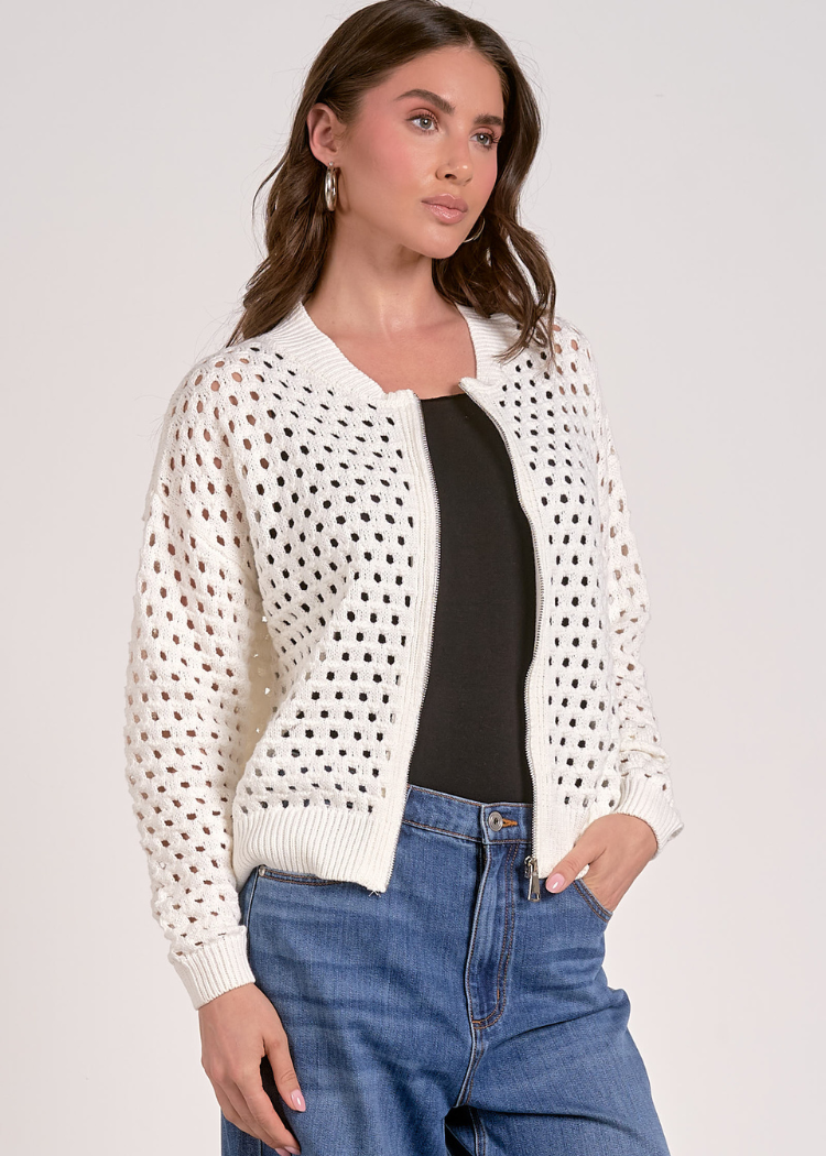 Elan Emilee Cardigan- White-Hand In Pocket