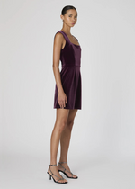 French Connection Square Neck Velvet Dress- Burgandy