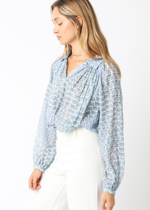 Isabelle Top- Blue/ White-Hand In Pocket