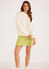 MINKPINK Luna Zig Zag Knit Jumper- Ivory-Hand In Pocket