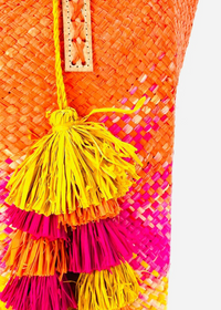 Holden Ombre Straw Handbag with Tassel Charm Embellishment-Hand In Pocket