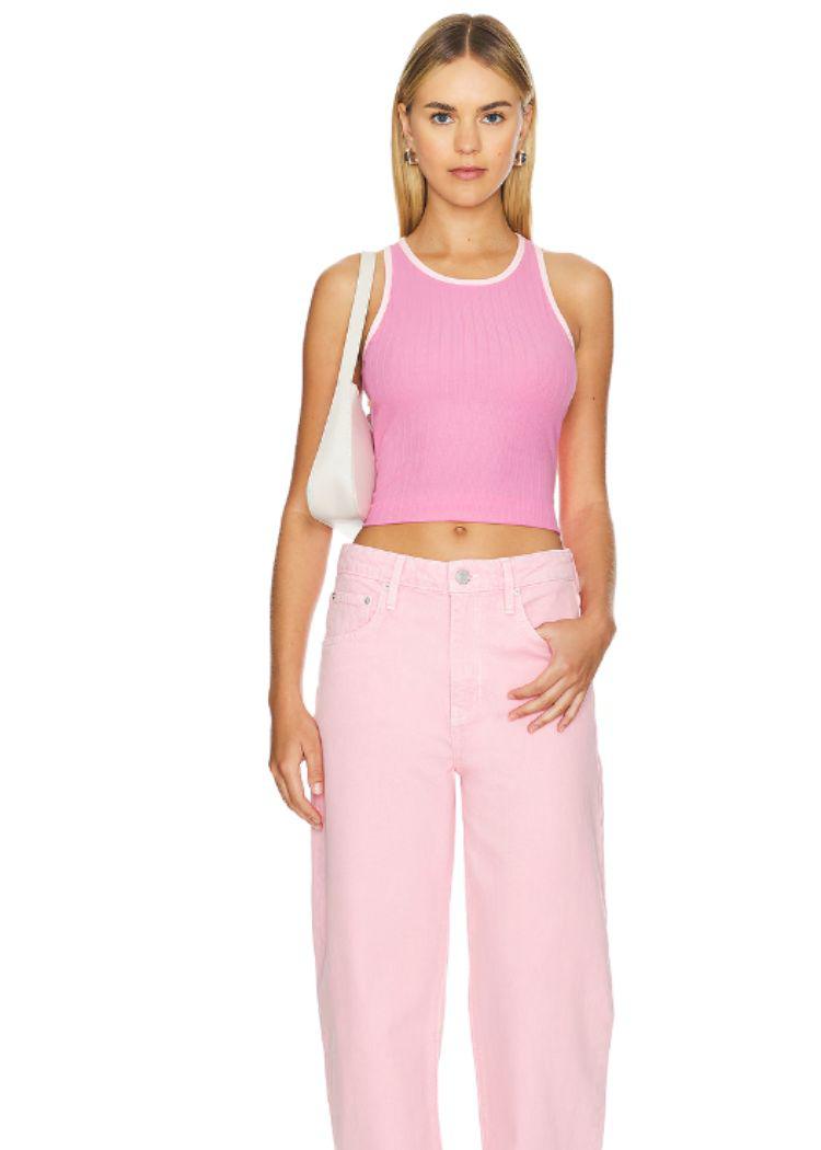 MINKPINK Ziva Contrast Tank- Pink ***FINAL SALE***-Hand In Pocket