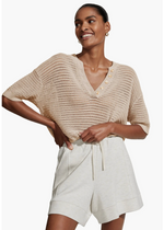 Varley Callie Knit Top- Moonlight-Hand In Pocket