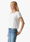 Michael Stars Jackie Raw Edge Tee- White-Hand In Pocket