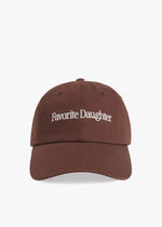 Favorite Daughter Classic Logo Baseball Hat- Brown/ White-Hand In Pocket