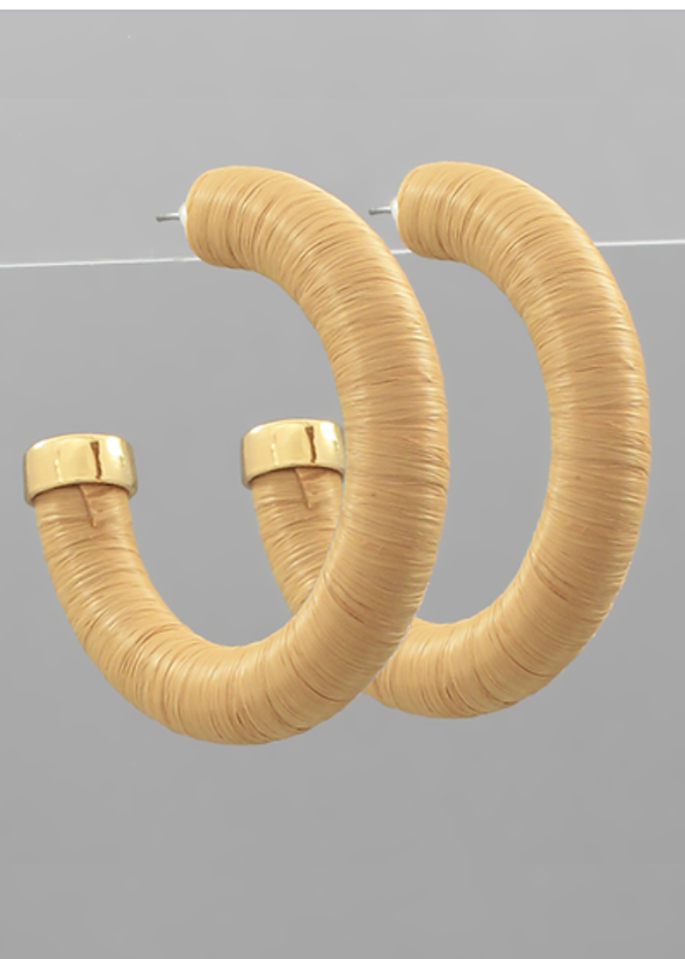 Sable Raffia Hoops-Hand In Pocket