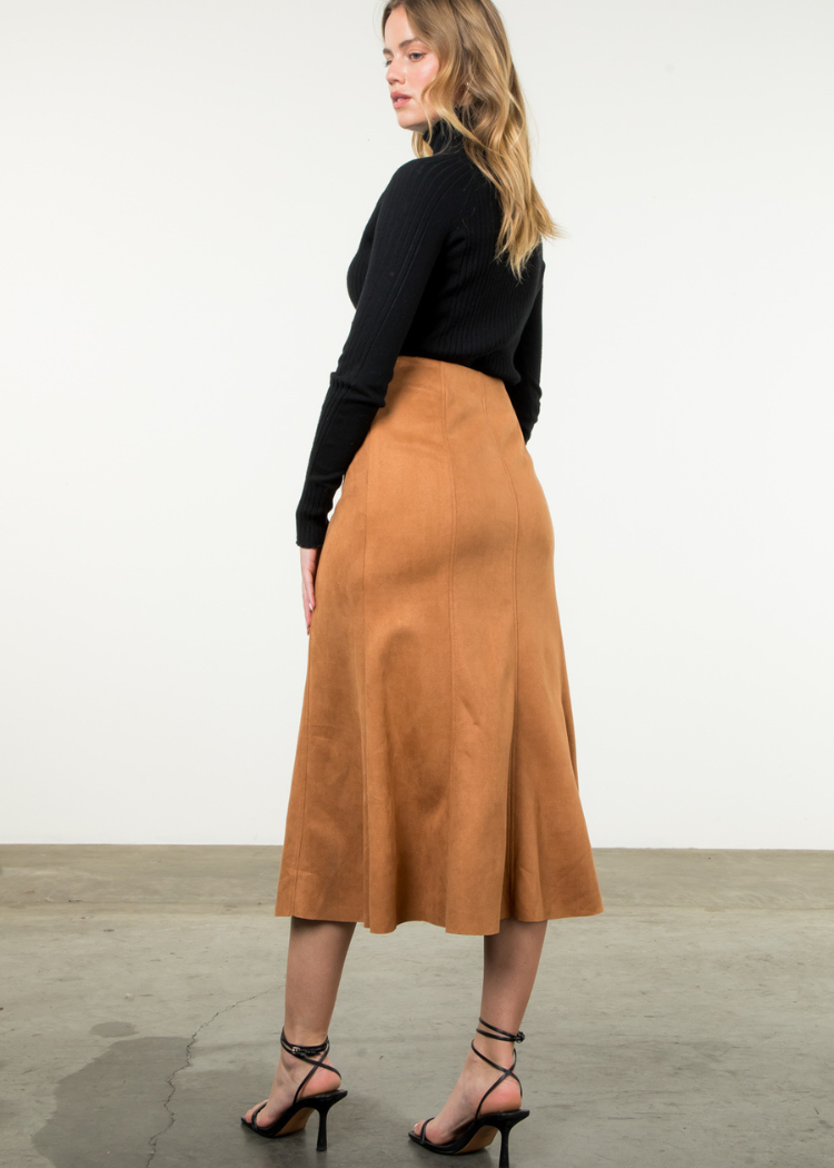 THML Riya Faux Suede Skirt-Hand In Pocket