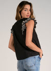 Jacklyn Flutter Sleeve Embroidered Top ***FINAL SALE***-Hand In Pocket