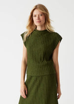 Nara Mock Neck Top- DK Matcha-Hand In Pocket