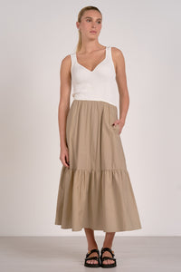 Elan Carolina Dress - Sand/ White-Hand In Pocket