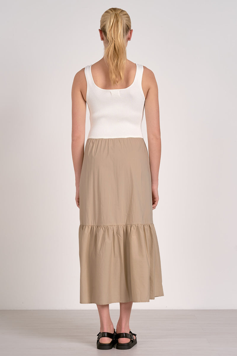 Elan Carolina Dress - Sand/ White-Hand In Pocket