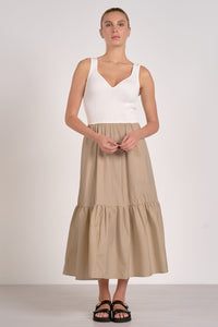 Elan Carolina Dress - Sand/ White-Hand In Pocket