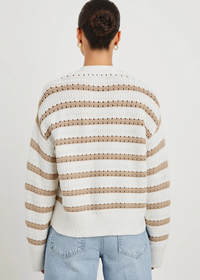 Rails Geneva Cardigan- Ivory Oat Stripe-Hand In Pocket