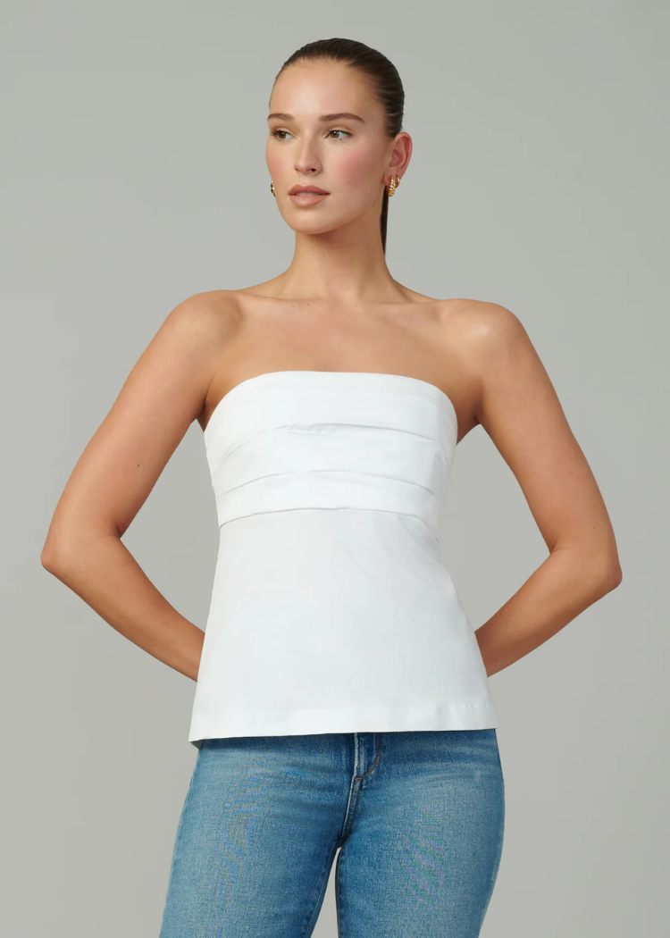 Joe's Jeans The Lara Strapless Top- White-Hand In Pocket