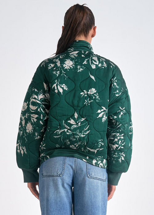 Elan Bella Quilted Bomber - Jade-Hand In Pocket