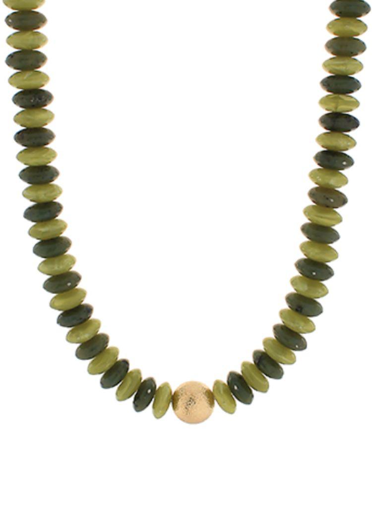 Camila Beaded Necklace-Olive-Hand In Pocket