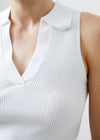 French Connection Cosysoft V- Neck Sleeveless Jumper- Winter White-Hand In Pocket