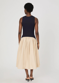 French Connection Kayle Jia Midi Dress- Navy Biscuit-Hand In Pocket