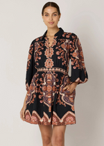 Cleobella Leigh Mini Dress- Dark Lagos Print-Hand In Pocket