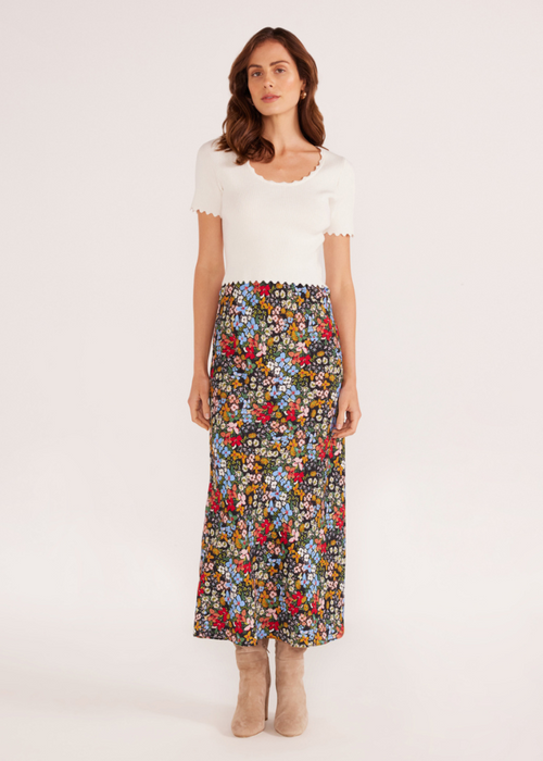 MINKPINK Josie Bias Midi Skirt-Hand In Pocket