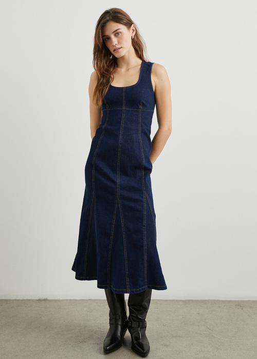 Rails Minna Dress- Rinse Indigo-Hand In Pocket