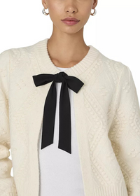 French Connection Kitty Bobble Cardigan- Winter White-Hand In Pocket