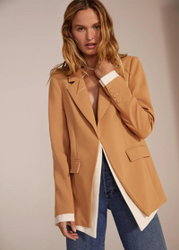 Favorite Daughter The Kelly Blazer- Tan Multi-Hand In Pocket