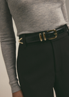 Favorite Daughter The Jordon Croc Belt- Black-Hand In Pocket