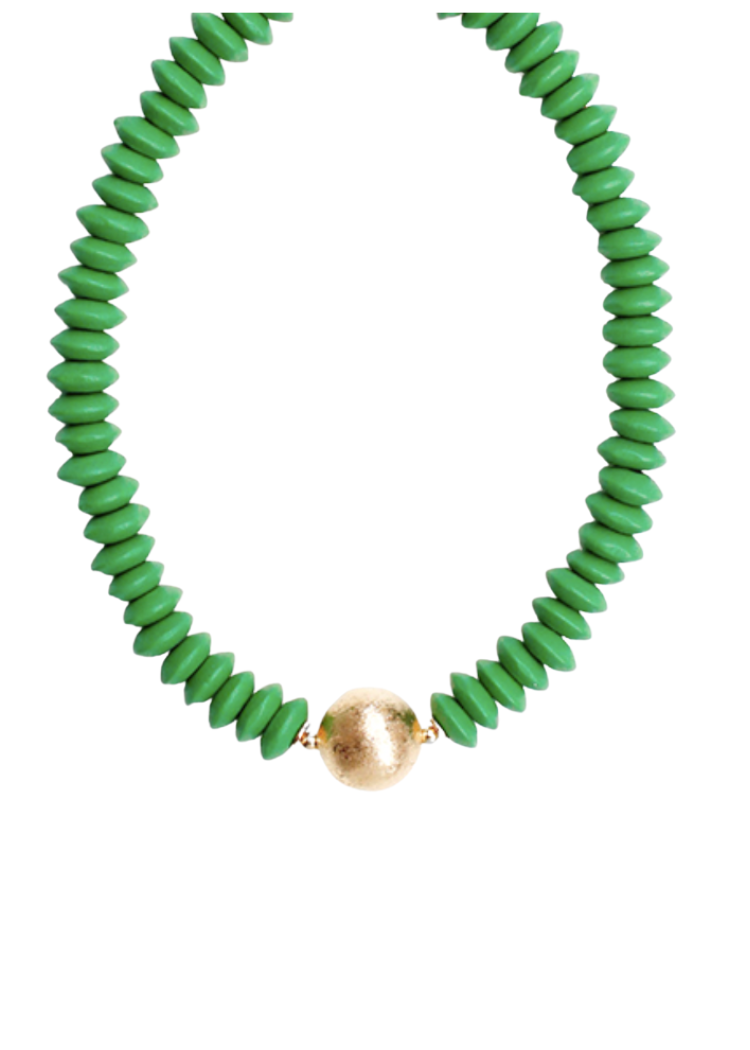 Binz Beaded Choker-Green-Hand In Pocket