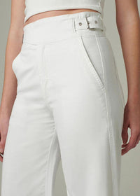 Joe's Jeans Double Buckle Sailor Pant- Optic White-***FINAL SALE***-Hand In Pocket