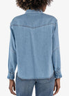 KUT Mika Button Down L/S Shirt - Medium Wash-Hand In Pocket