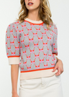 Whitney Short Sleeve Ribbon Knit Top-Hand In Pocket