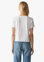 Michael Stars Jackie Raw Edge Tee- White-Hand In Pocket