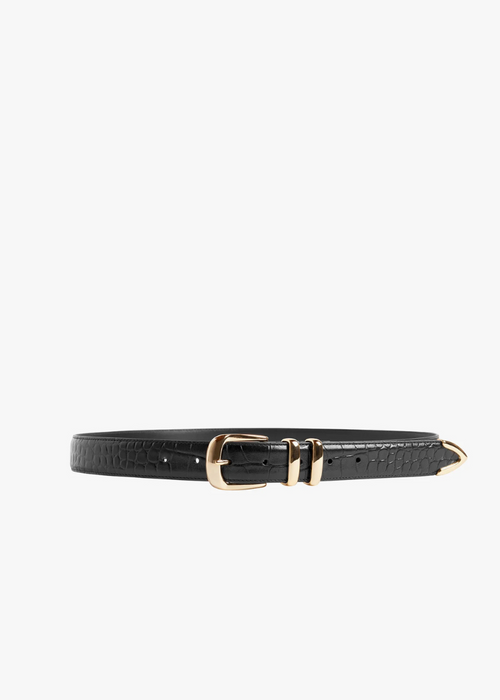 Favorite Daughter The Jordon Croc Belt- Black-Hand In Pocket