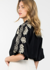 THML Josephine Embroidered Sleeve Top-Black-Hand In Pocket