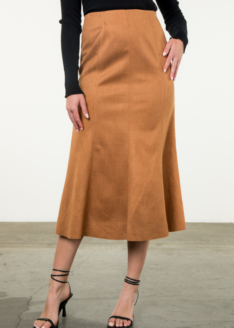 THML Riya Faux Suede Skirt-Hand In Pocket