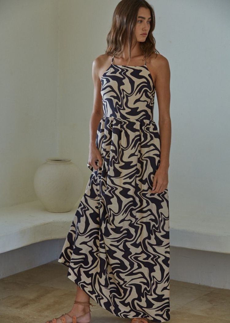 Riverina Maxi Mod Print Dress-Hand In Pocket