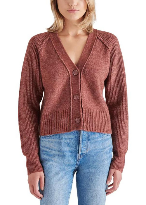 Steve Madden Beckie Cardigan- Baked Apple-Hand In Pocket