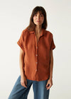 Michael Stars Bailey Gauze Button Down Shirt- Toffee ***FINAL SALE***-Hand In Pocket