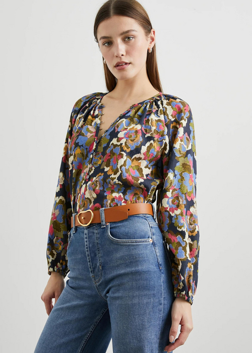 Rails Indi Top- Navy Wildflower-Hand In Pocket