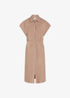 Varley Louisa Zip Through Dress- Light Taupe-Hand In Pocket