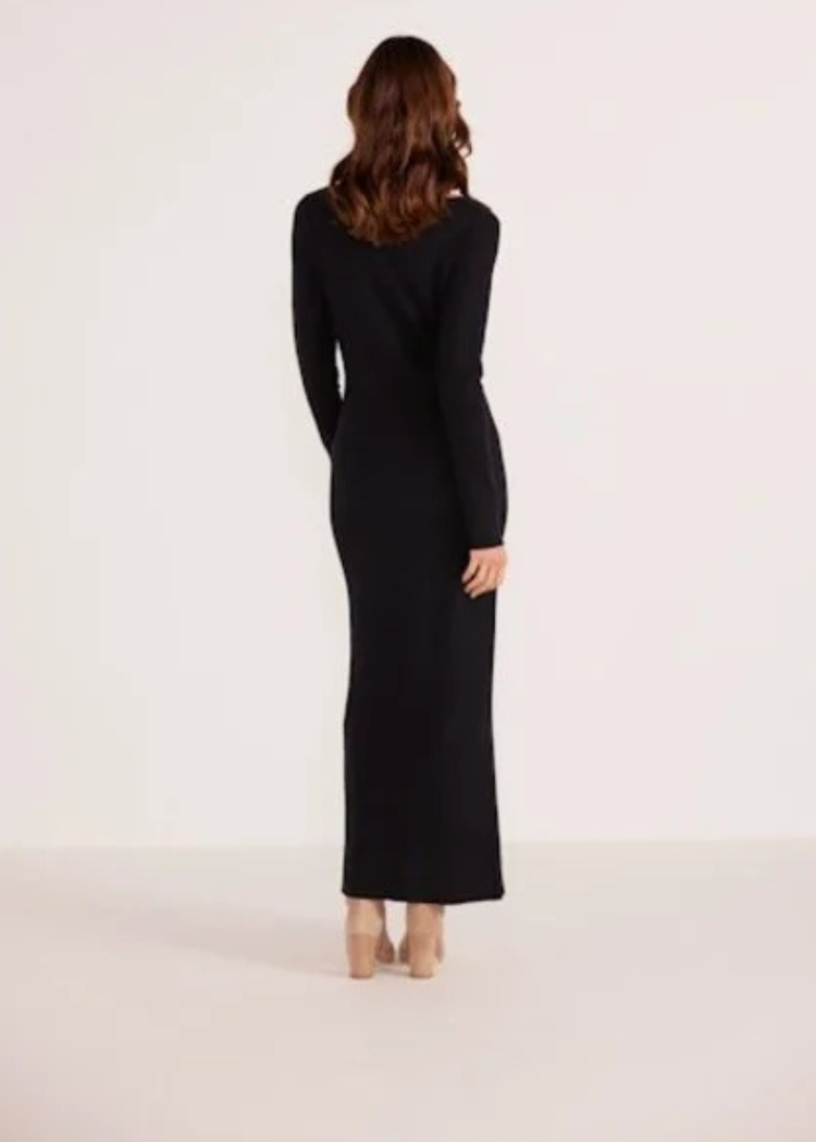 MINKPINK Isabel Knit Midi Dress- Black ***FINAL SALE***-Hand In Pocket