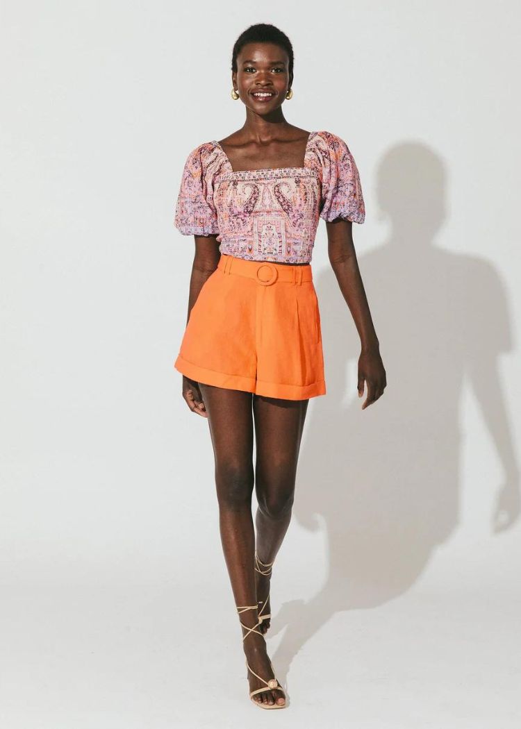 Cleobella Oscar Short - Tigerlily Orange ***FINAL SALE***-Hand In Pocket