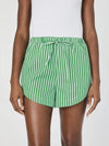 French Connection Alexis Cotton Drawstring Shorts- Green/ White-Hand In Pocket