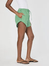 French Connection Alexis Cotton Drawstring Shorts- Green/ White-Hand In Pocket