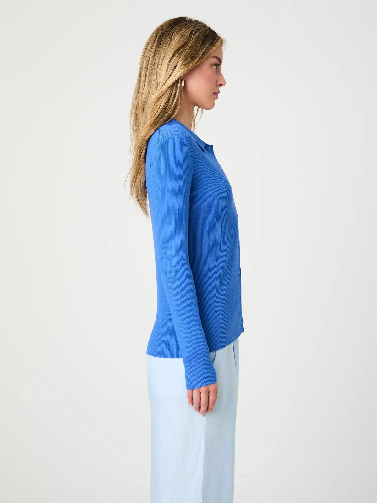 French Connection Nadina Collared Top- Tramarine-Hand In Pocket