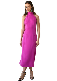 Adelyn Rae Alize Halter Maxi Dress- Fuchsia ***FINAL SALE***-Hand In Pocket