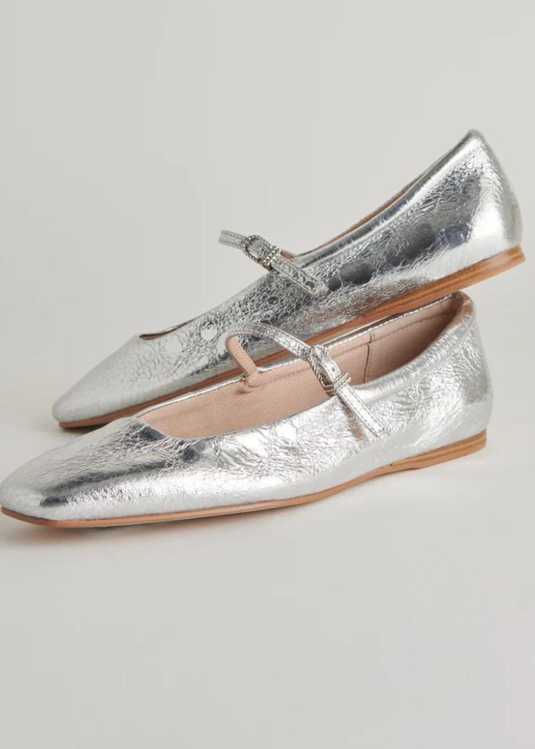 Dolce Vita Reyes Ballet Flat- Silver Distressed ***FINAL SALE***-Hand In Pocket